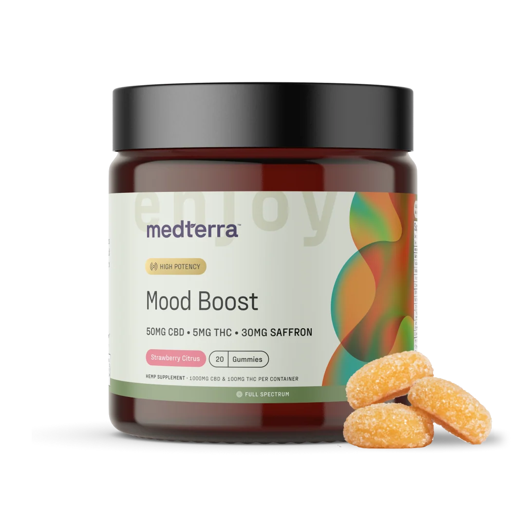 Medterra Mood Boost Full Spectrum CBD + THC Gummies Strawberry Citrus 20ct