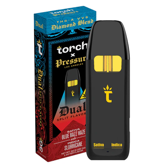 Blue Razz Haze x Slurricane Torch THCA VVS Diamond Blend Dual Disposable 3G