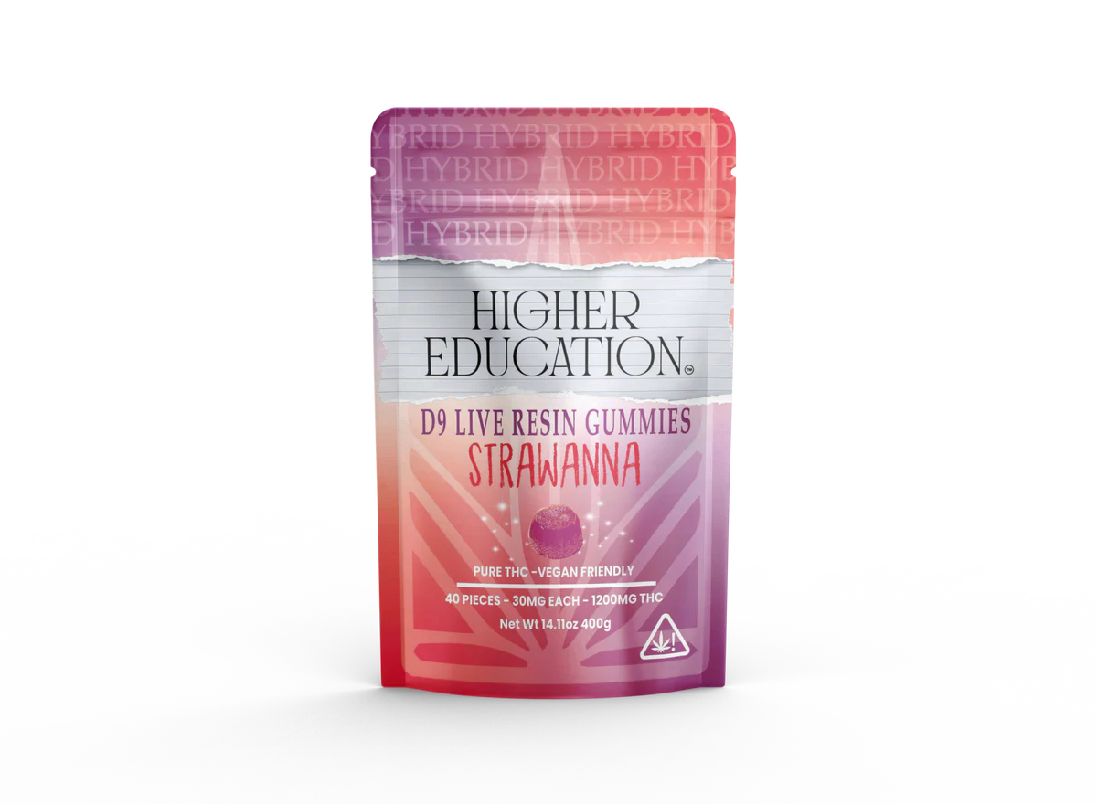 Higher Education Strawnana Delta-9 Live Resin Gummies 1200mg Hybrid