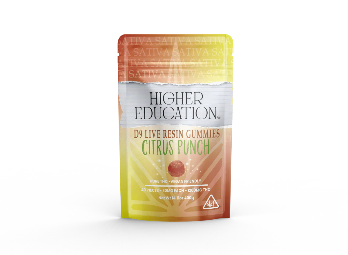 Higher Education Citrus Punch Delta-9 Live Resin Gummies 1200mg Sativa