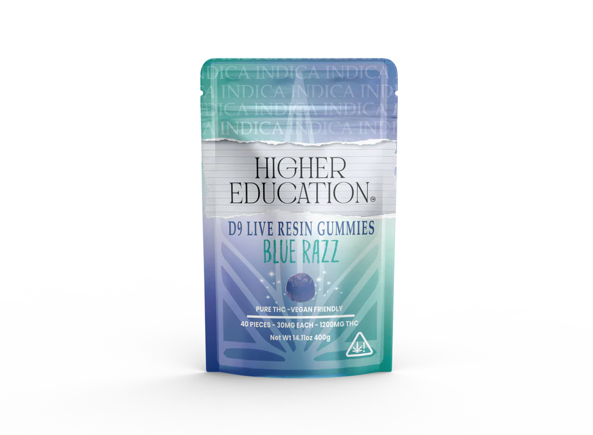 Higher Education Blue Razz Delta-9 Live Resin Gummies 1200mg Indica