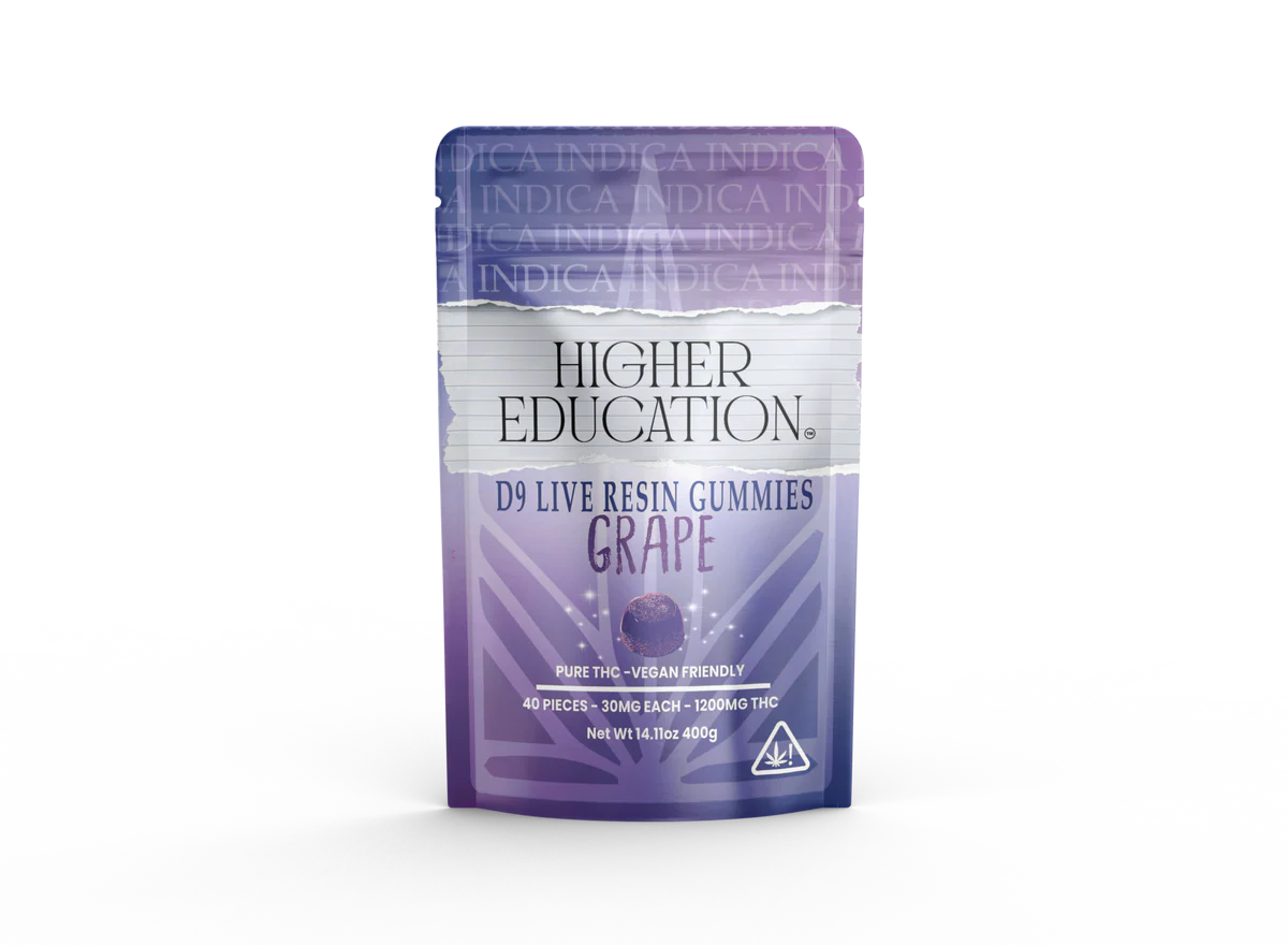 Higher Education Grape Delta-9 Live Resin Gummies 1200mg Indica