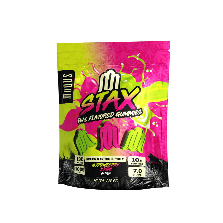 Modus STAX dual flavored gummies Strawberry and Kiwi with Delta 8 Delta 9 THC-H THC-P
