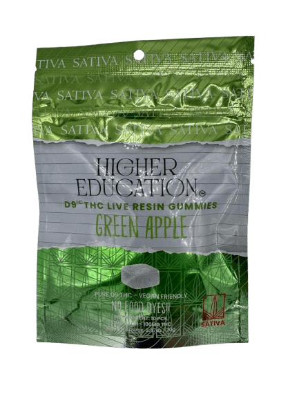 higher education d9 live resin gummies green apple sativa