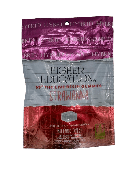 higher education d9 live resin gummies strawnana hybrid