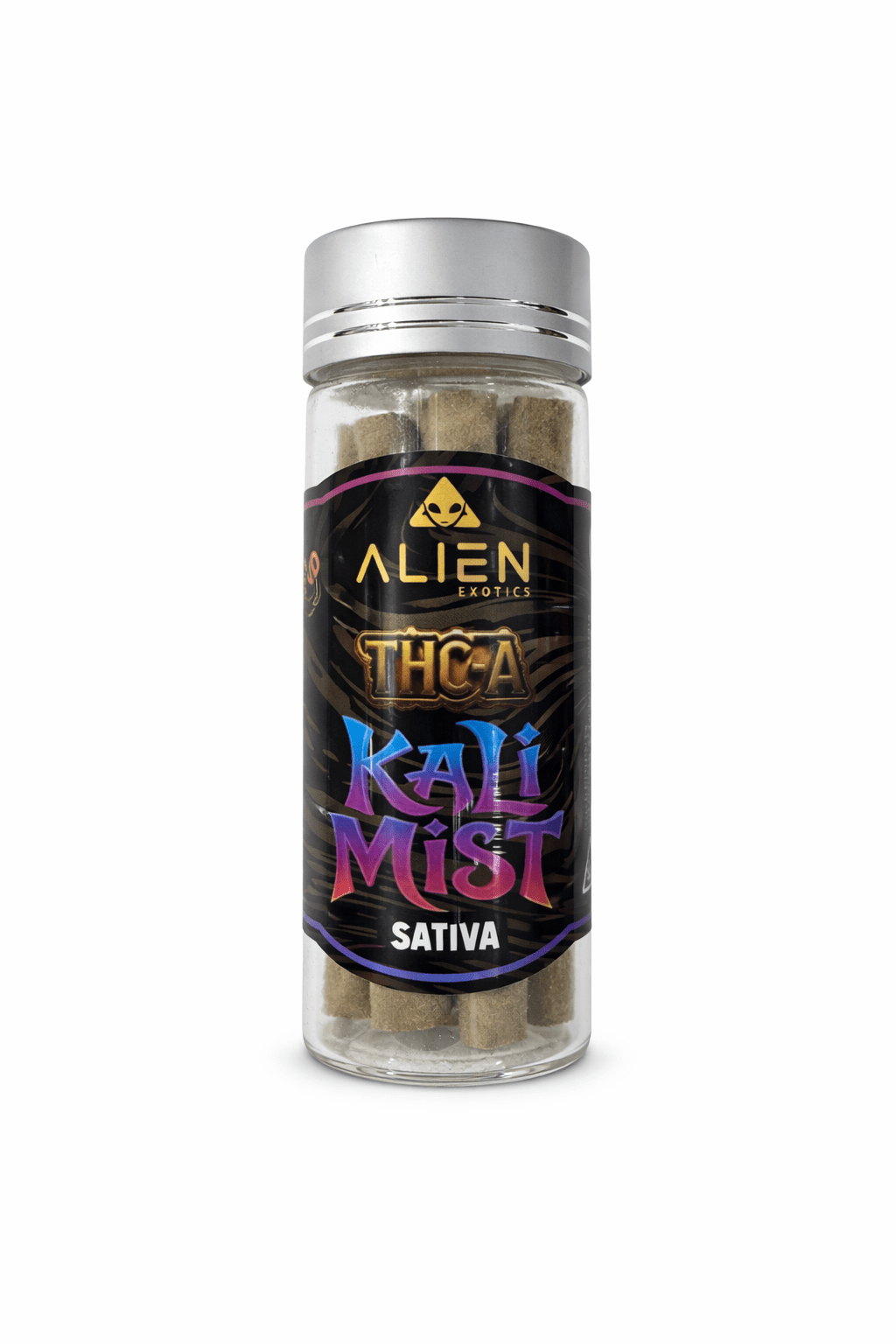 Alien Exotics THC-A Diamond Infused Mini Series Pre-Rolls Black Edition Kali Mist Sativa 33.14% THCA 5 Pack