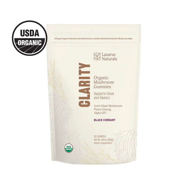 Lazarus Naturals Clarity Organic Mushroom Gummies Black Currant-
