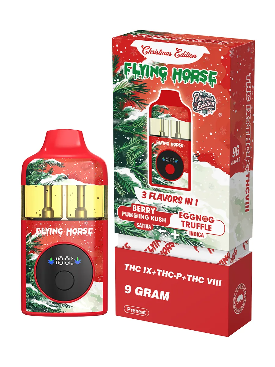 Flying Horse Christmas Edition Disposable Vape |THC IX + THC-P + THC VIII - 3 Flavors in 1 - 9G - Image 4