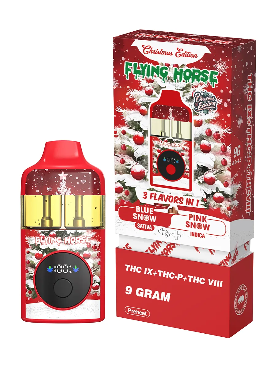 Flying Horse Christmas Edition Disposable Vape |THC IX + THC-P + THC VIII - 3 Flavors in 1 - 9G - Image 2