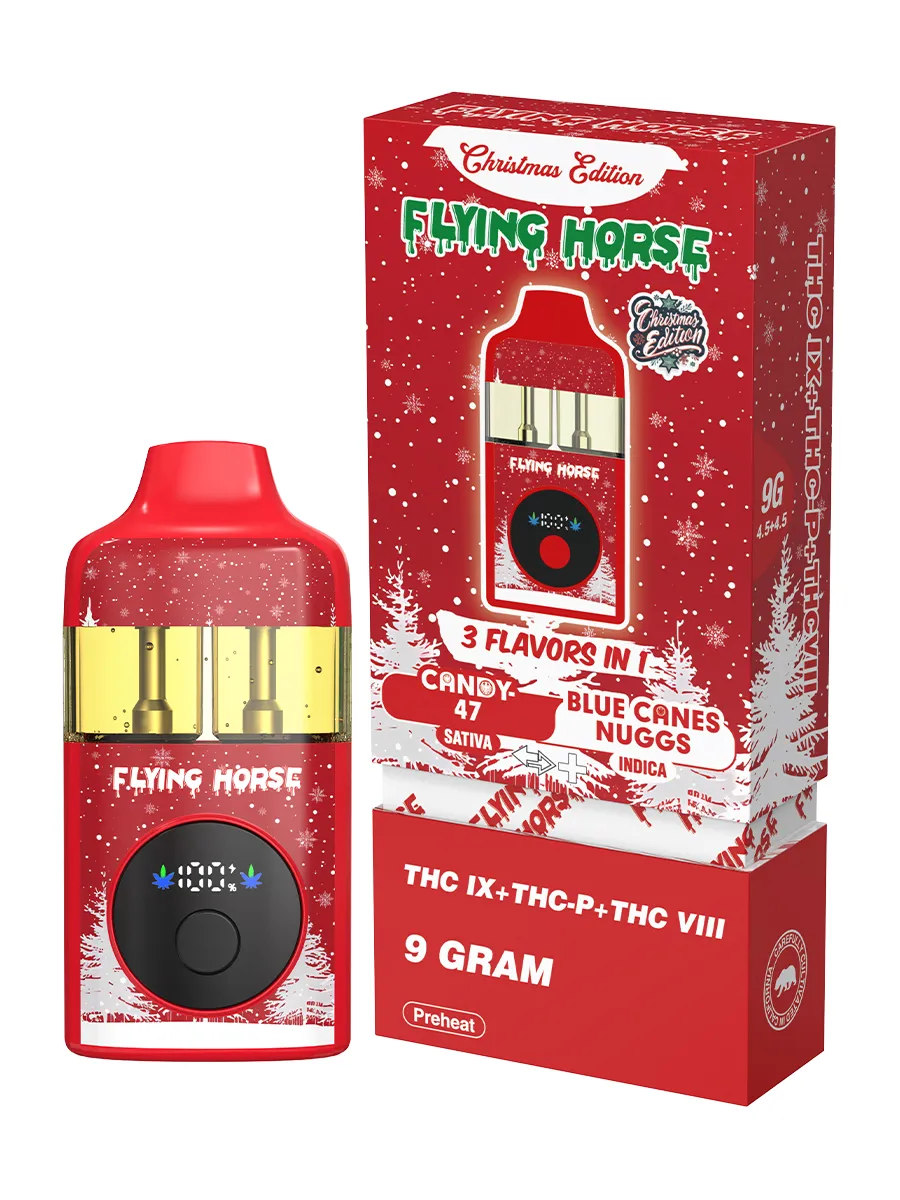 Flying Horse Christmas Edition Disposable Vape |THC IX + THC-P + THC VIII - 3 Flavors in 1 - 9G - Image 3