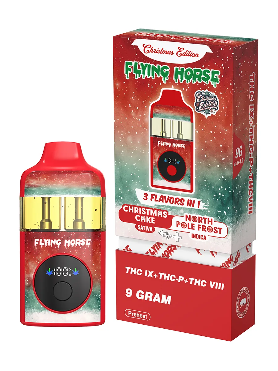 Flying Horse Christmas Edition Disposable Vape |THC IX + THC-P + THC VIII - 3 Flavors in 1 - 9G