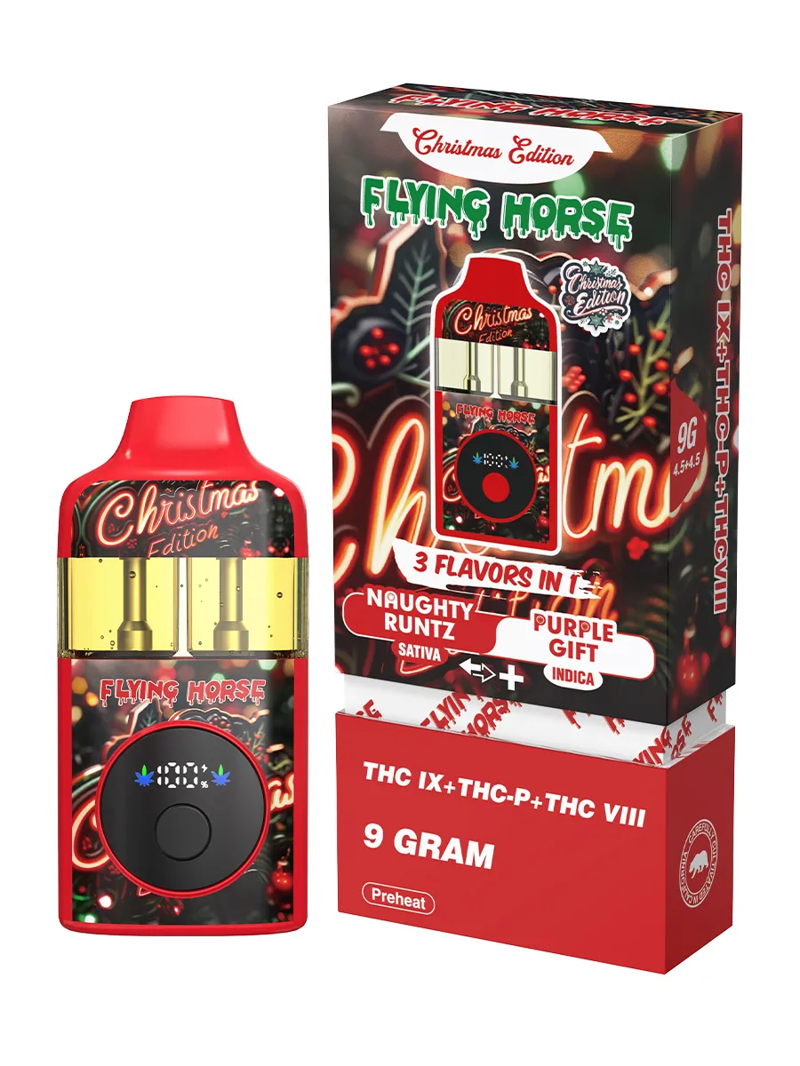 Flying Horse Christmas Edition Disposable Vape |THC IX + THC-P + THC VIII - 3 Flavors in 1 - 9G - Image 7