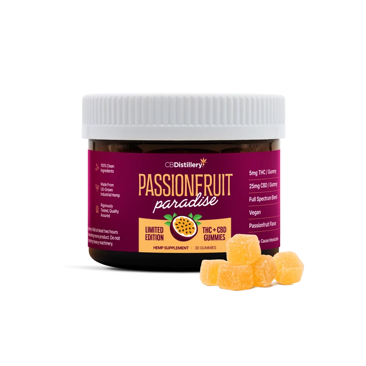 CBDistillery Passionfruit Paradise Full Spectrum THC + CBD Gummies Passionfruit – 30 Count