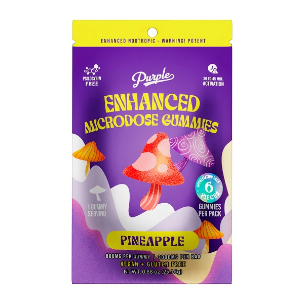 Purple Organics Mushroom Enhanced Microdose Gummies - 5CT Pineapple