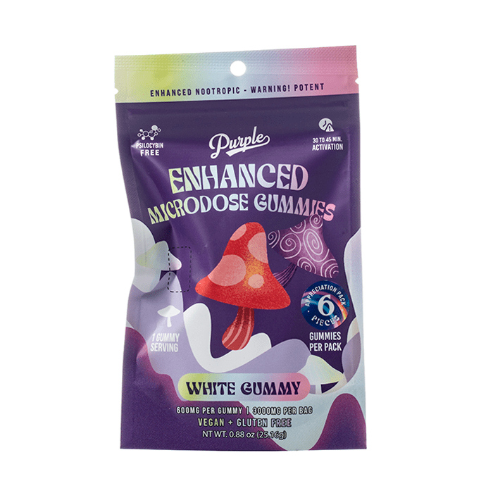 Purple Organics Mushroom Enhanced Microdose Gummies - 5CT White Gummy