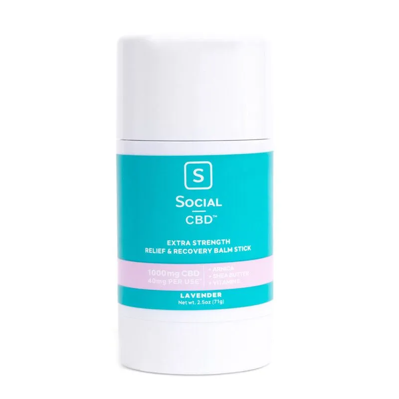 Social - CBD Topical - Extra Strength Muscle Relief & Recovery Balm Stick - Lavender - 1000mg