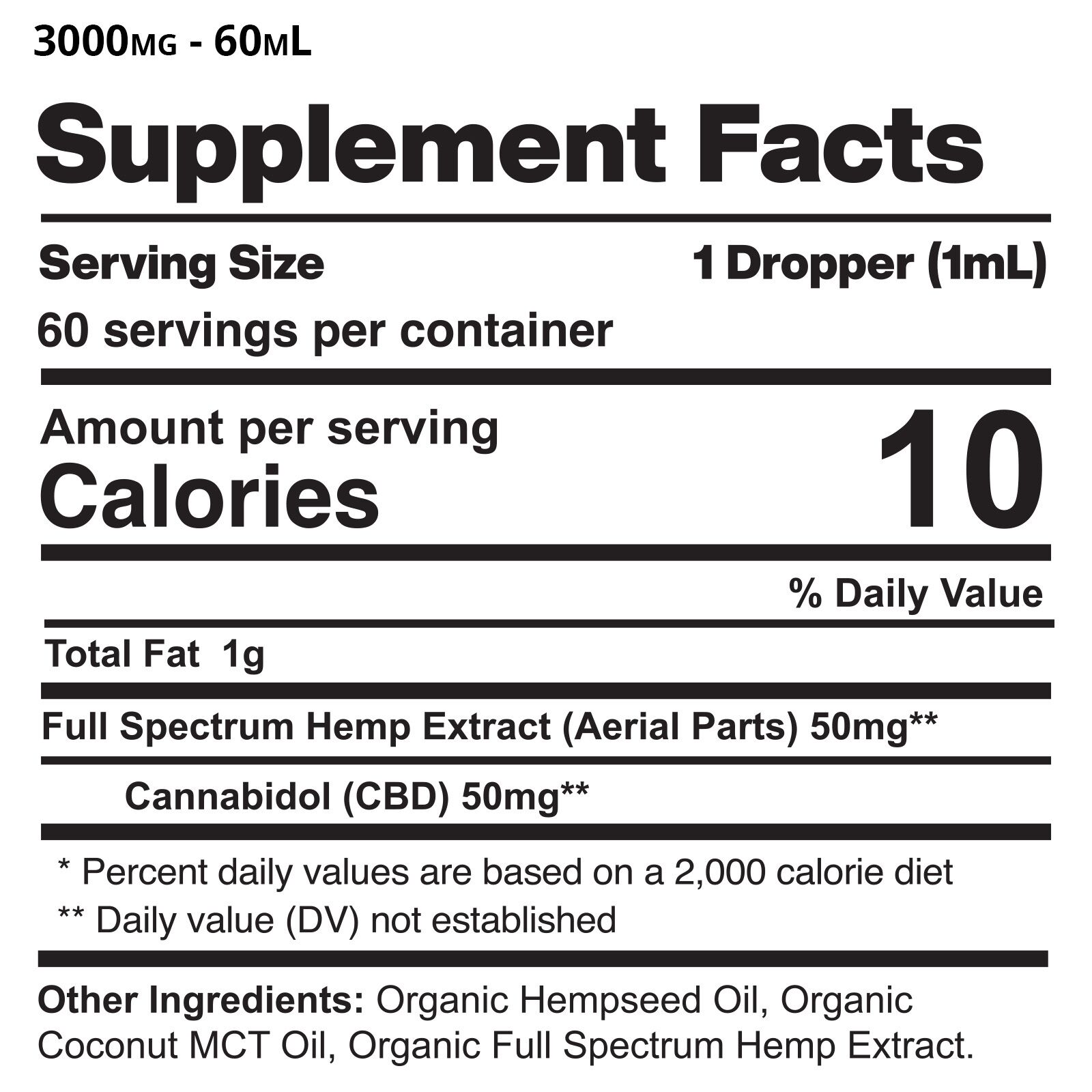 Daily Drops - 3000mg Ingredients