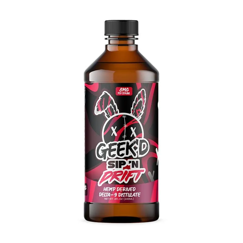 Delta 9 Distillate Syrup - Sip 'N Drift Cran Razz - 800mg - By Geek'd