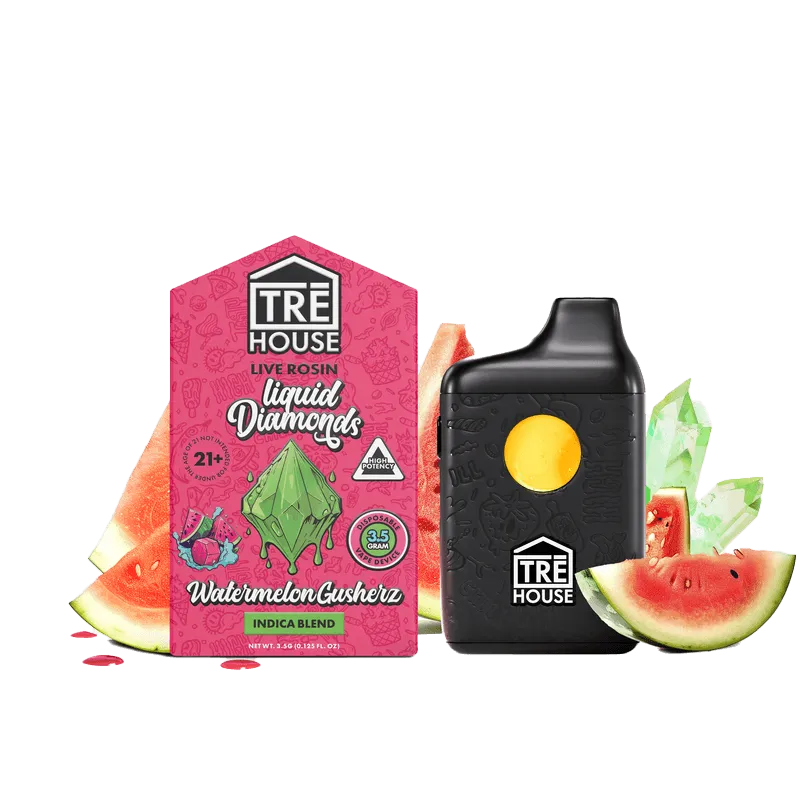 TRE House - HHC Delta 8 Delta 10 Vape Pen - Live Rosin - Watermelon Gusherz (Indica) - 3.5g