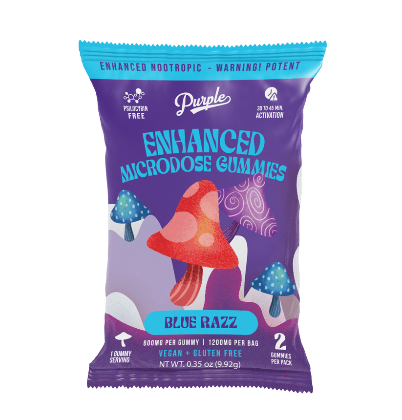 Purple Mushroom Enhanced Microdose Gummies - 2CT - Blue Razz