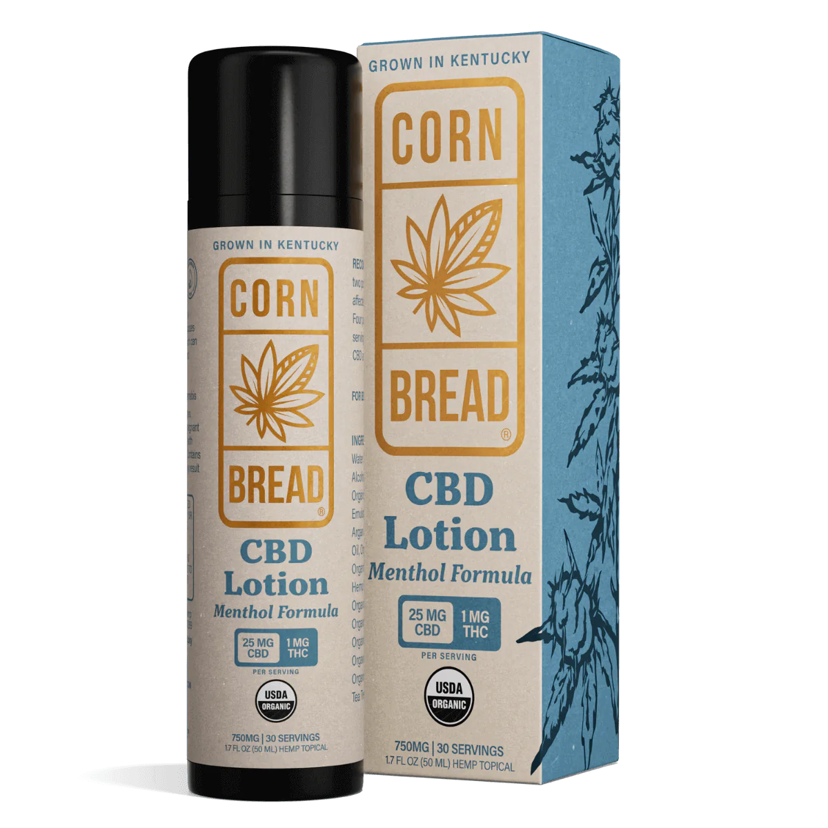 Cornbread CBD Lotion 25mg CBD THC 1mg menthol formula