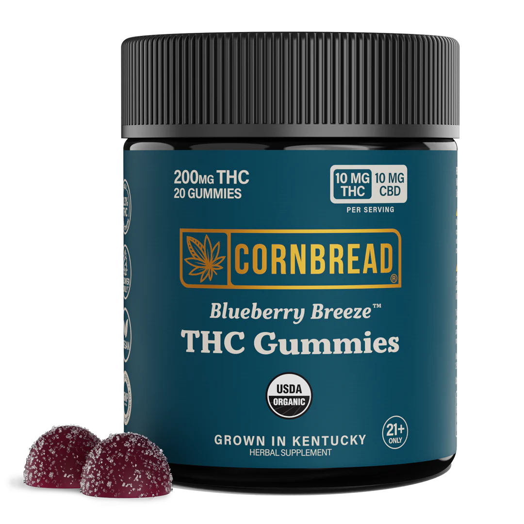 Cornbread THC CBD Gummies 10mg, 20ct blueberry breese