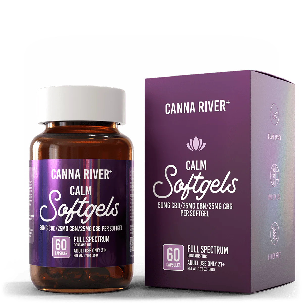 Canna River Full Spectrum THC CBD Calm Softgels 60ct