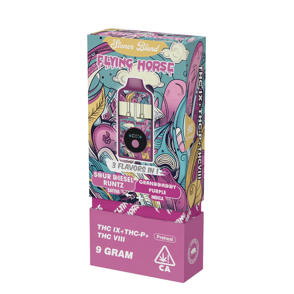 Flying Horse Stoner Blend 3-in-1 Disposable Vape - 9g SOUR DIESEL RUNTZ GRANDDADDY PURPLE