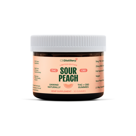 CBDistillery 5mg THC 25mg CBD Gummies Sour Peach