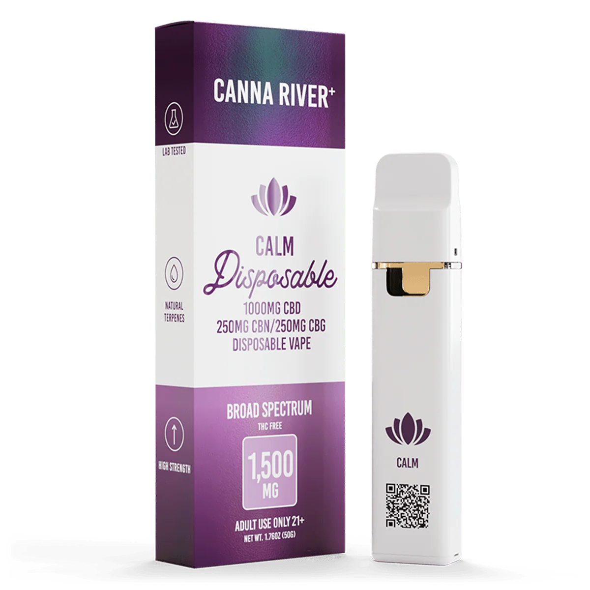 Canna River Calm Disposable Vape | 2g Broad Spectrum CBD + CBN + CBG | THC-Free