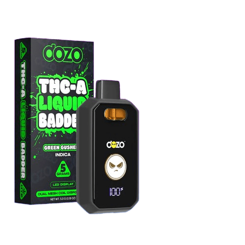 Dozo_THC-A_Liquid_Badder_5G_Disposable_Vape_Green_Gushers