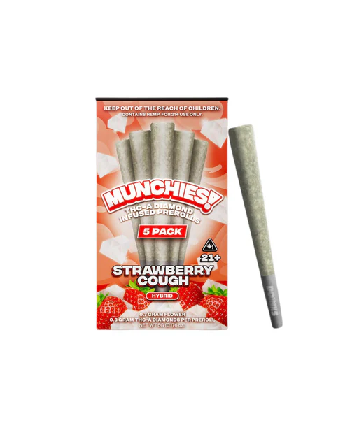 Delta Munchies – THC-A Diamond Infused Prerolls – Strawberry Cough