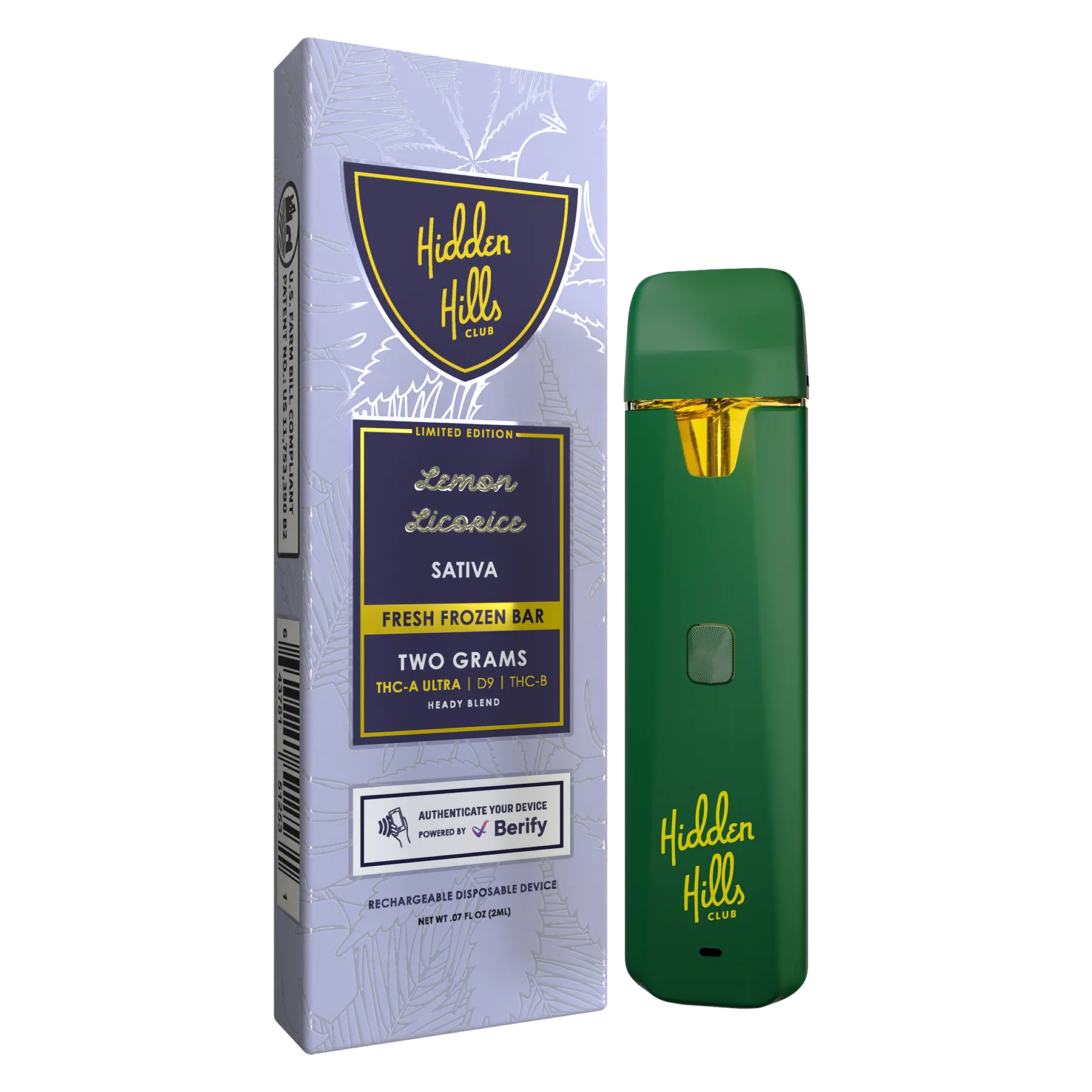 Hidden Hills 2G FRESH FROZEN DISPOSABLE Lemon Licorice