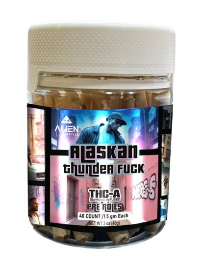 Alien Exotics THC-A Diamond Infused Preroll Jar | Alaskan Thunder Fuck Sativa | 40% THC-A