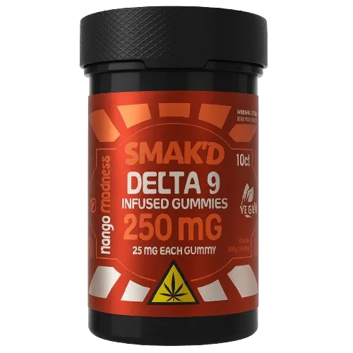 Smak’d Delta 9 Mango Madness 250mg 10ct Vegan Gummies