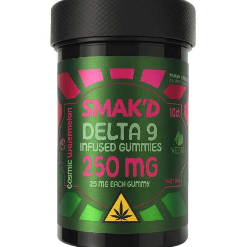 Smak’d Delta 9 Cosmic Watermelon 250mg 10ct Vegan Gummies