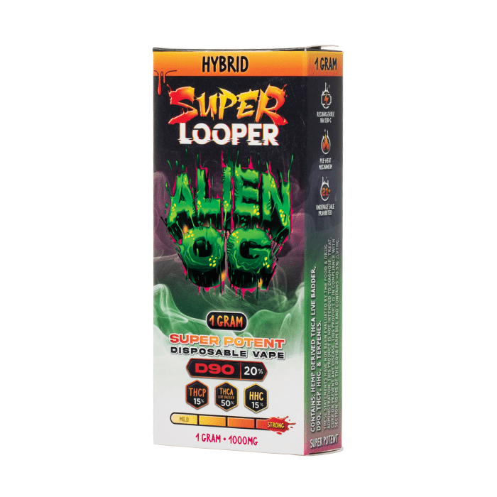Super Looper D90 Disposable Vape 1g Alien OG Hybrid THCA THCP HHC
