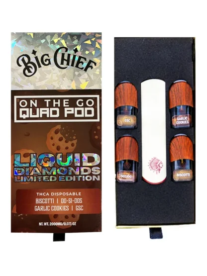 big chief on the go quad pod liquid diamonds thca disposable biscotti do si dos garlic cookies gsc