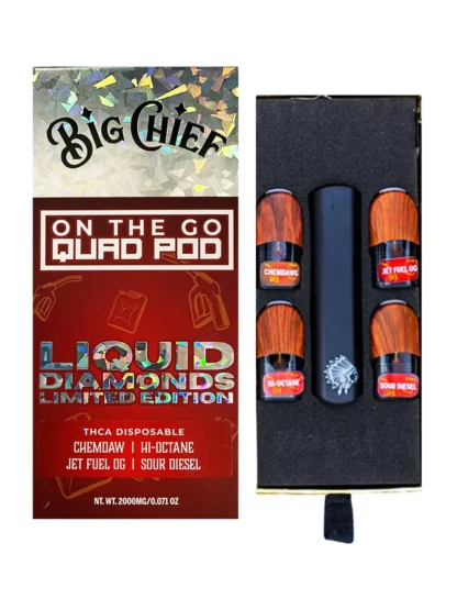 big chief on the go quad pod liquid diamonds thca disposable chemdaw hi octane jet fuel og sour diesel
