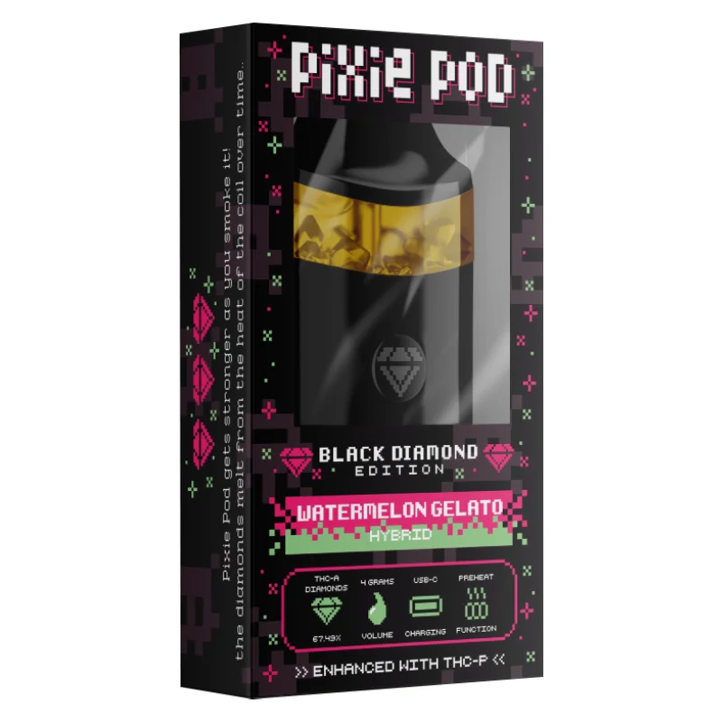 Pixie Pod Black Diamond Edition disposable vape 4ml Watermelon Gelato hybrid