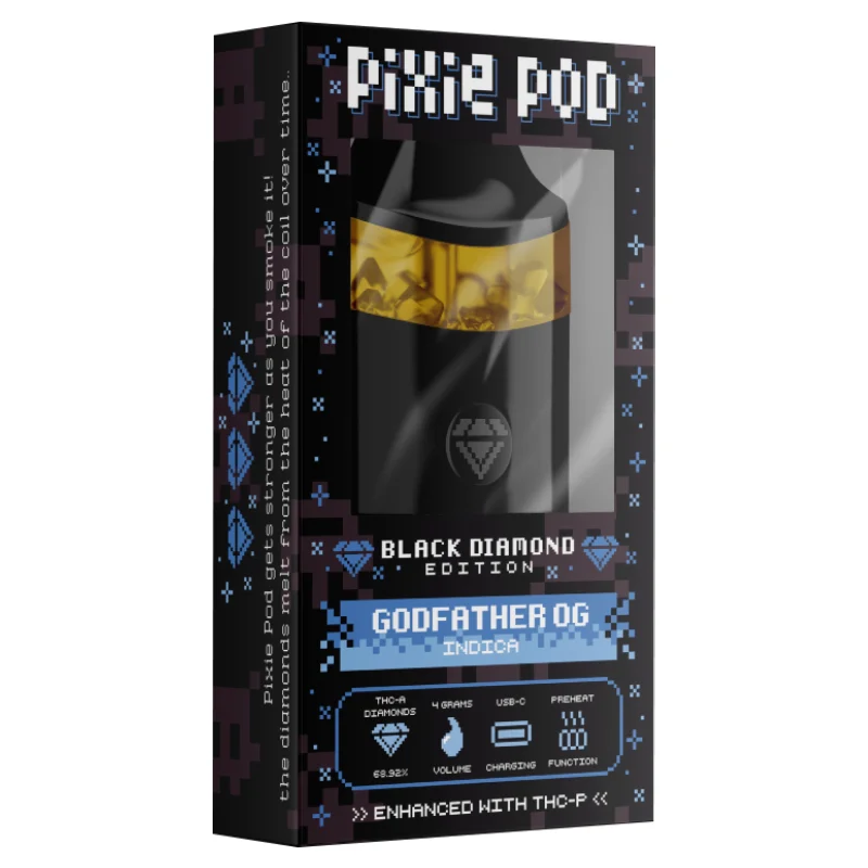 Pixie Pod Black Diamond Edition disposable vape 4ml Godfather OG indica