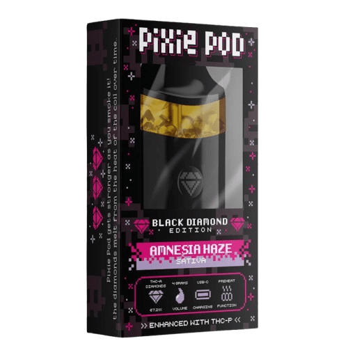 Pixie Pod Black Diamond Edition disposable vape 4ml Amnesia Haze sativa