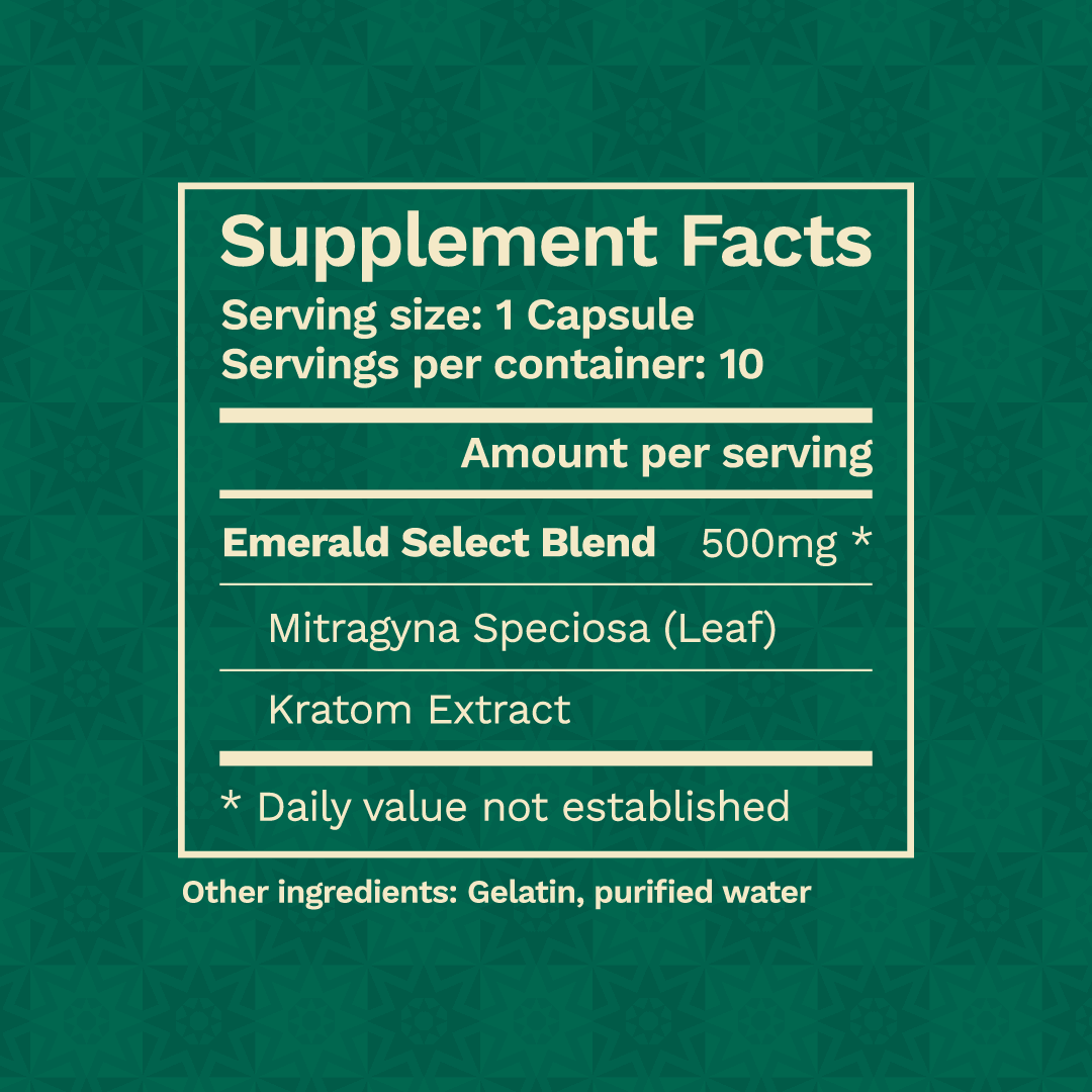 Super Speciosa Emerald Select Enhanced Kratom Capsules - Image 5