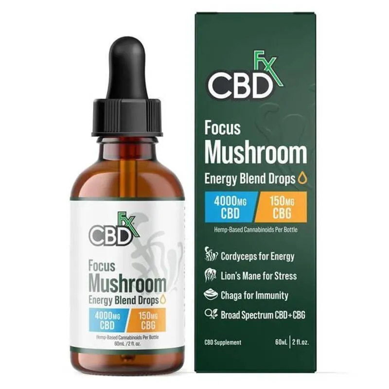 CBDfx - CBD Tincture - Focus Mushroom CBD:CBG Energy Blend Drops - 4000mg
