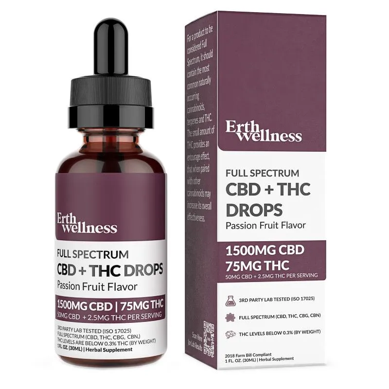 Erth - CBD Oil - Full Spectrum CBD + THC Tincture - Passion Fruit - 1500mg