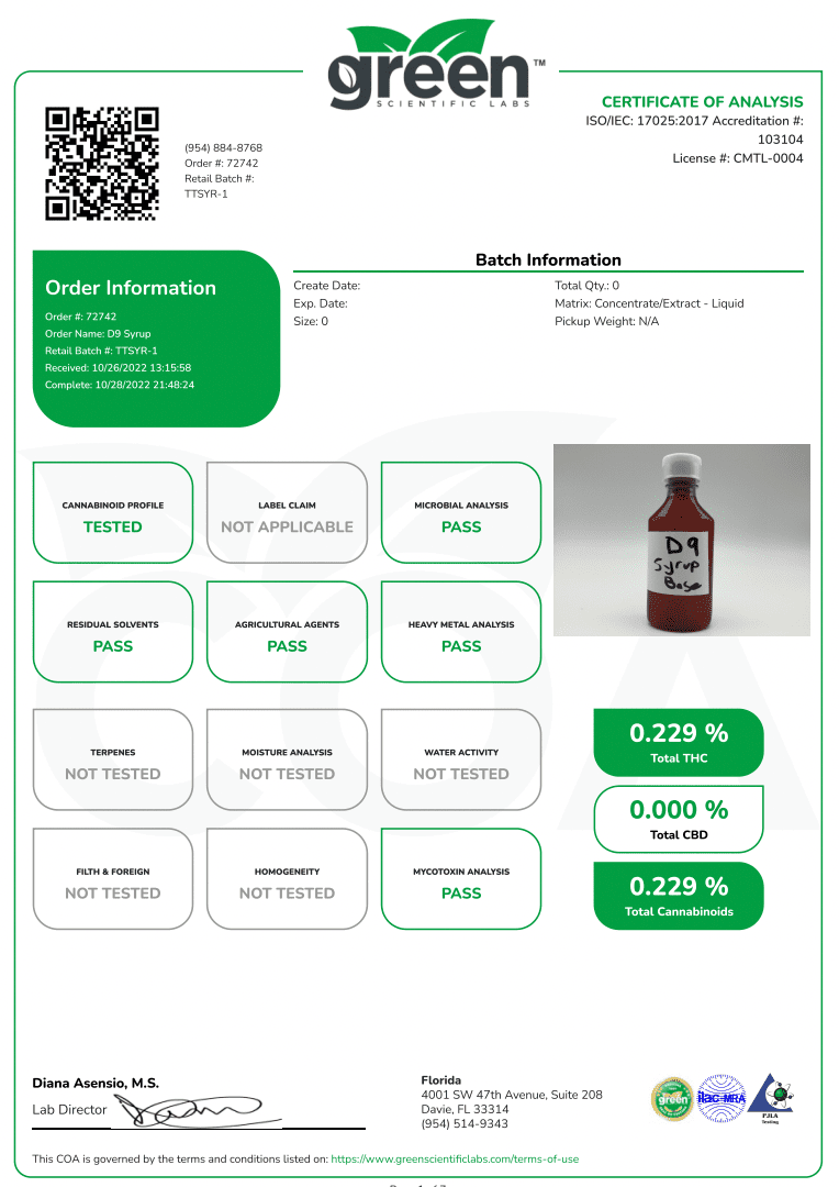 Destino Farms Delta-9 THC Syrup 420mg - Image 8