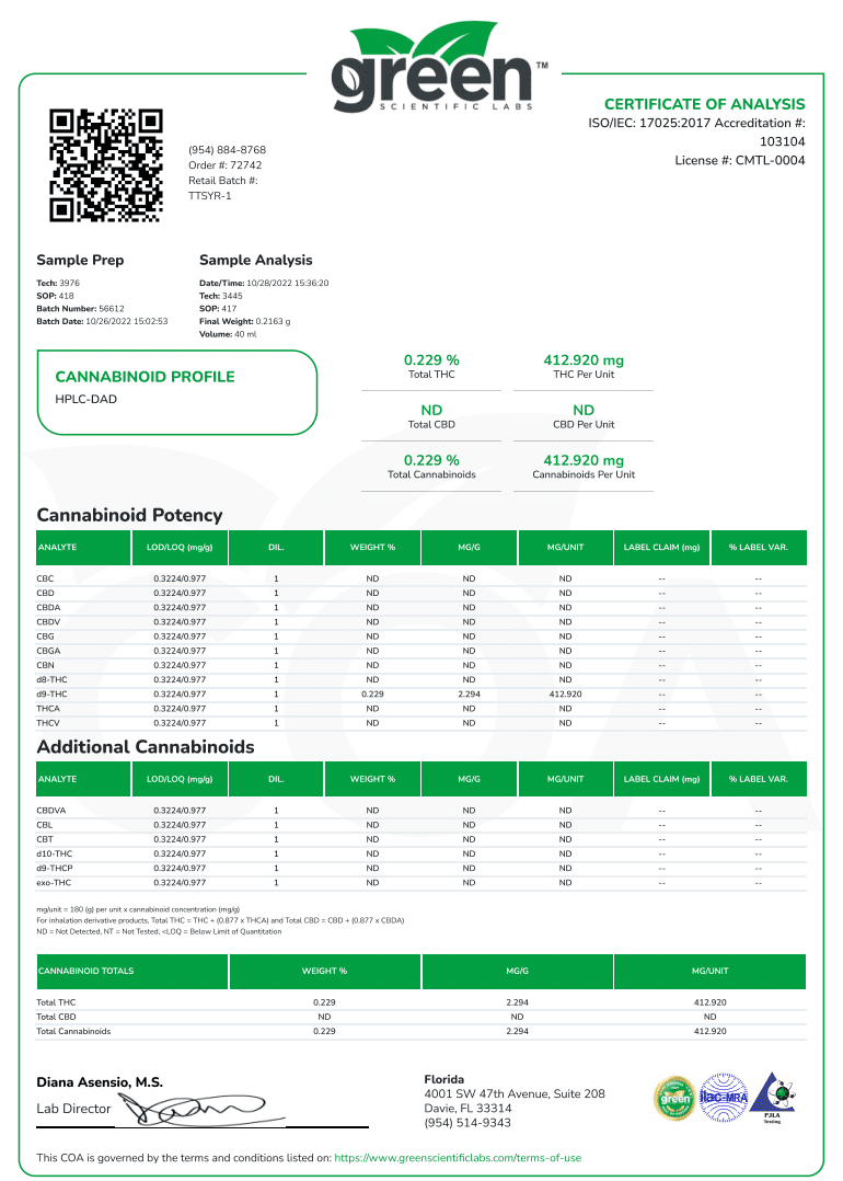 Destino Farms Delta-9 THC Syrup 420mg - Image 9