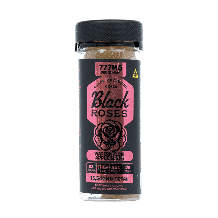 black roses blackout blend gummies 15540mg watermelon apple slush 20ct 777mg each