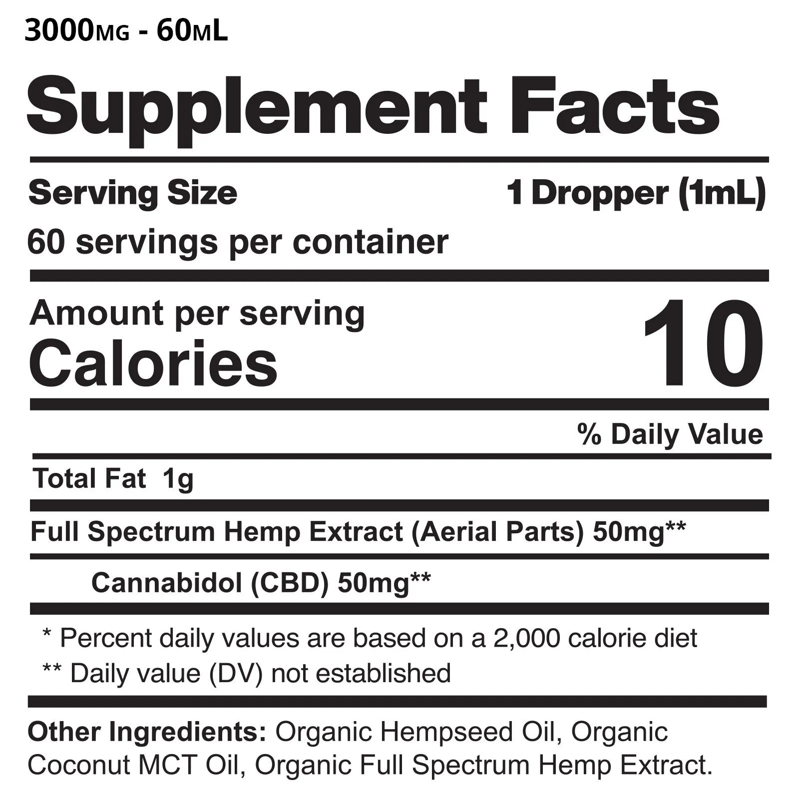 Daily Drops - 3000mg Ingredients