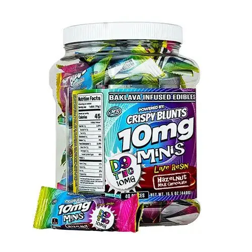 Crispy Blunts Minis Delta 9 THC 10mg Hazelnut Milk Chocolate 1ct Live Resin Baklava Edible